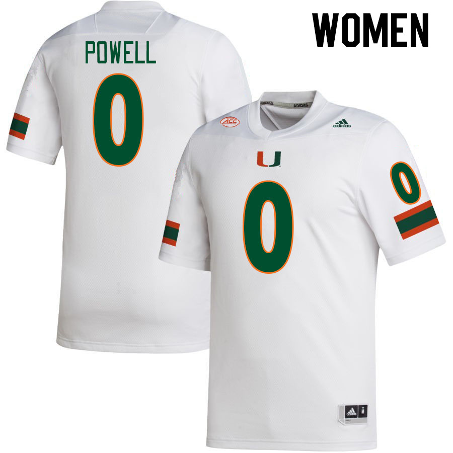 Women #0 Mishael Powell Miami Hurricanes College Football Jerseys Stitched-White